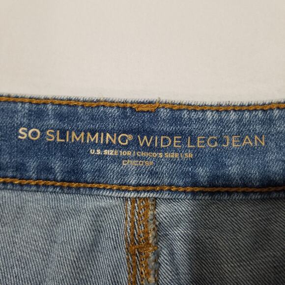 Chicos Jeans Sized 1.5 10R So Slimming Wide Leg Frayed Hem High Rise 570383758 - Picture 6 of 13